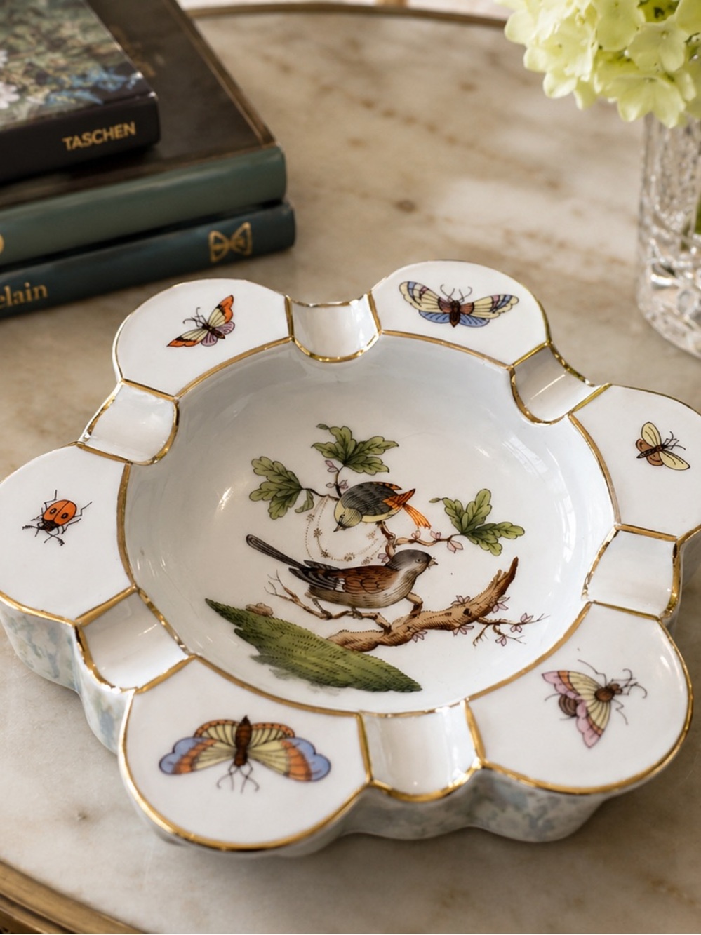Herend Rothschild Bird 6” ashtray